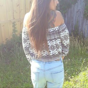 Tribal off the shoulder shirt